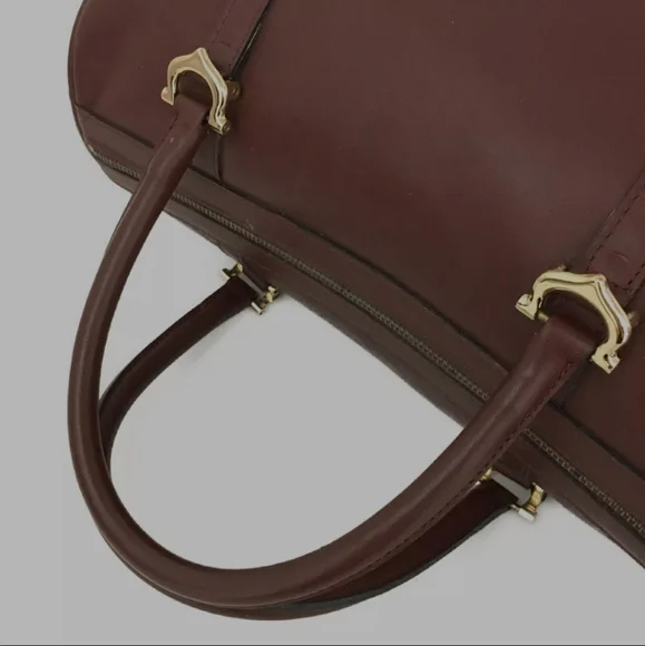 Vintage Must de Cartier 1975 Leather Boston Travel Hand Bag Bordeaux/3AD2295 - Picture 6 of 9